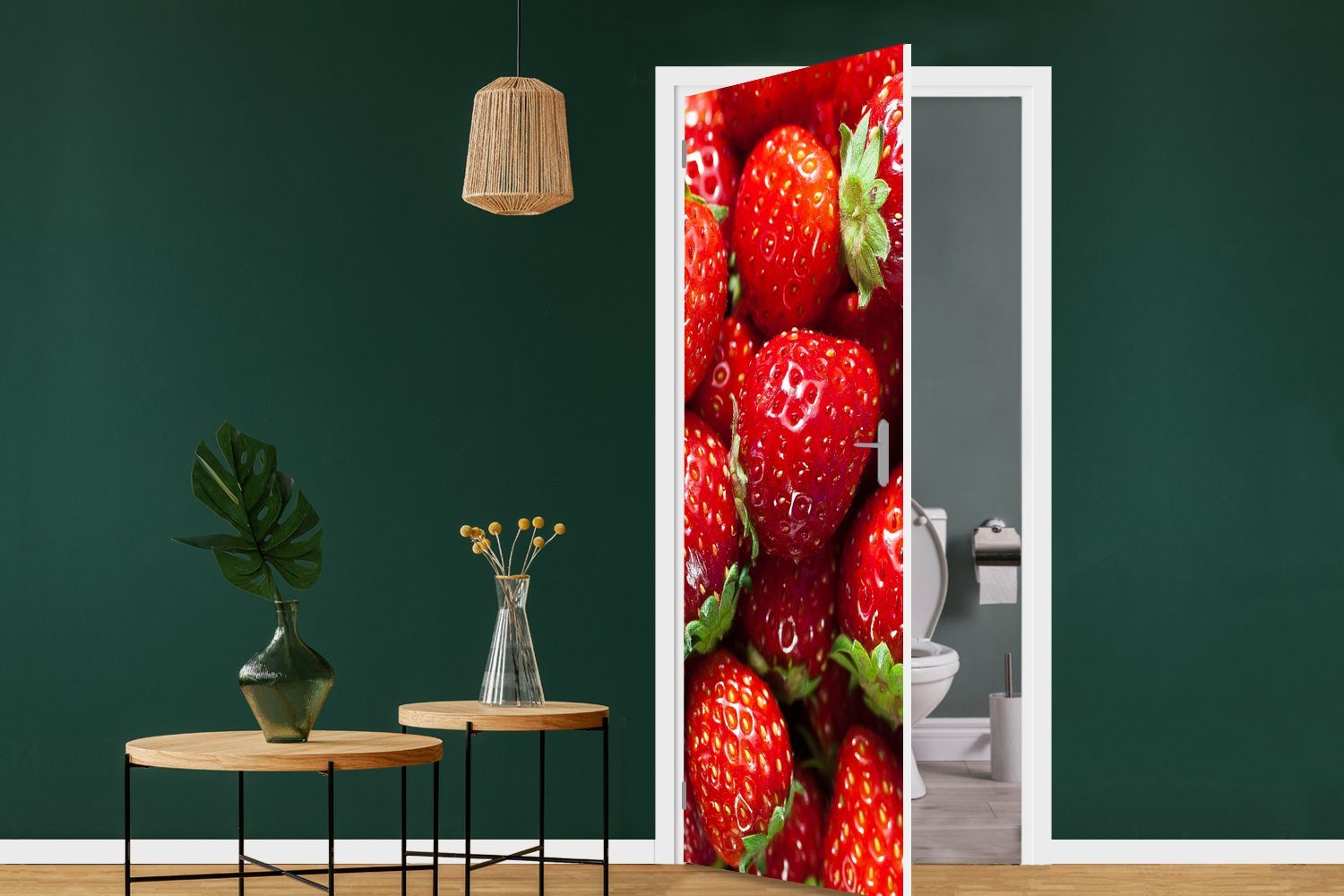 bedruckt, Erdbeere Obst - für Tür, Türtapete Matt, Türaufkleber, - (1 MuchoWow cm Fototapete St), 75x205 Saatgut,