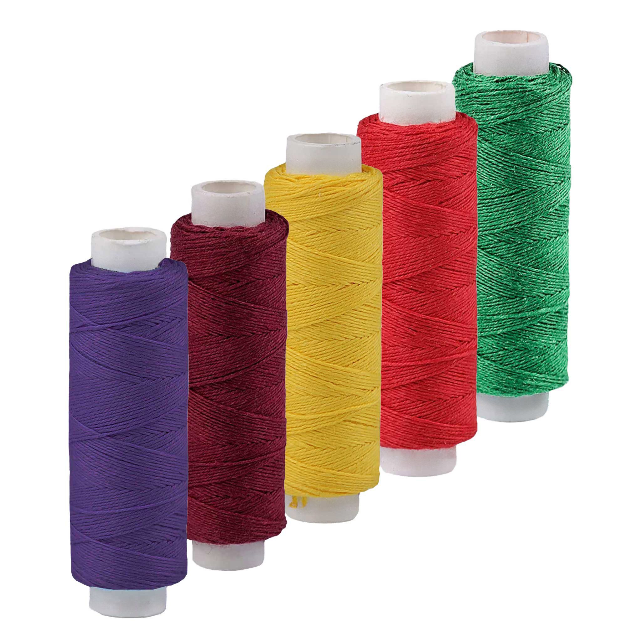 maDDma 5x50m Leinen Garn Leinenzwirn Flachs Nähfaden robust Zwirn, 250 m (5er-Pack), Farbmix 3