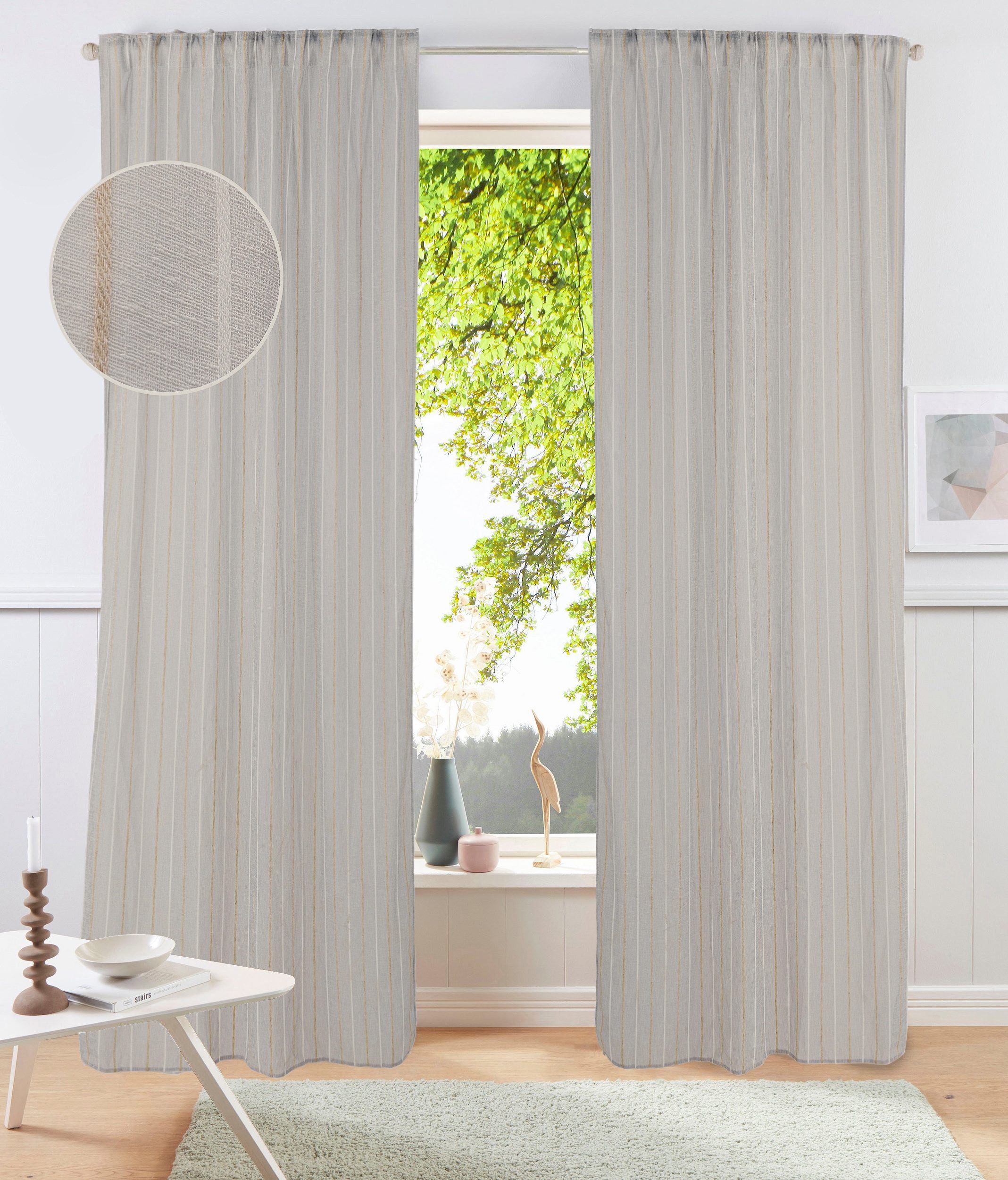 s.Oliver Gardine AMEERA (1 St), halbtransparent, mit Leinen, Schal, Wohnzimmer, Schlafzimmer, Vorhang