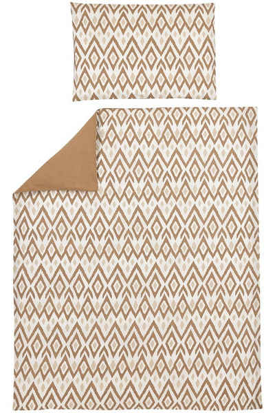 Kinderbettwäsche Ikat Sand/Toffee, Meyco Baby, Jersey, 1 teilig, 100x135cm