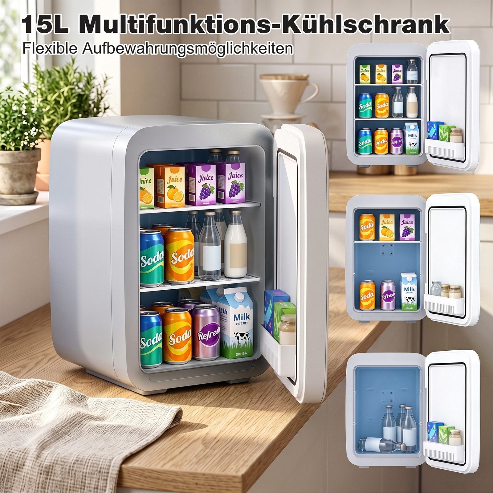Rebonique Table Top Kühlschrank AQ-22L, 15L/21 Dosen Mini Kühlschrank, 17°C unter Umgebungstemperatur - 65°C – Bild 5 von 5