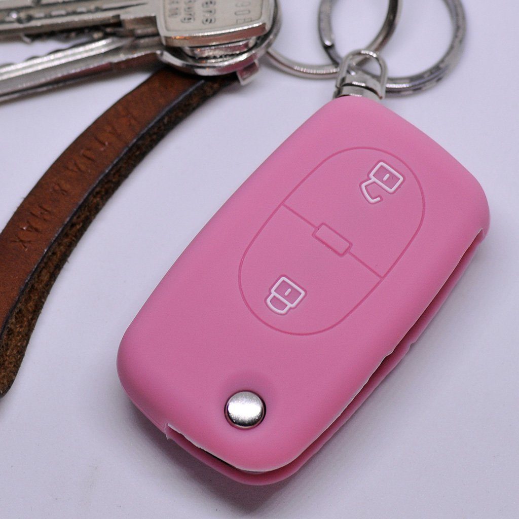 mt-key Schlüsseltasche Autoschlüssel Softcase Silikon Schutzhülle Pink, für Audi A2 A3 A4 A6 S4 TT S6 bis 2007 2 Tasten Klappschlüssel | Schlüsseltaschen