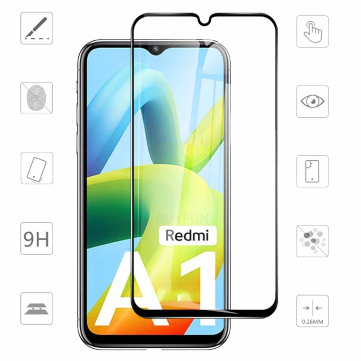 Wigento Handyhülle Für Xiaomi Redmi A2 / A1 / A1+ Plus 3D Premium 0,3 mm H9 Hart Glas Schwarz Folie Schutz Hülle Neu