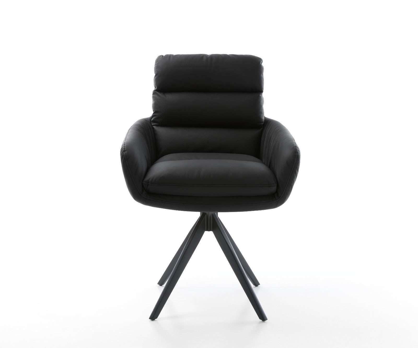 DELIFE Polsterstuhl Abelia-Flex, mit Armlehnen Kreuzgestell kantig Schwarz Echt-Leder Schwarz