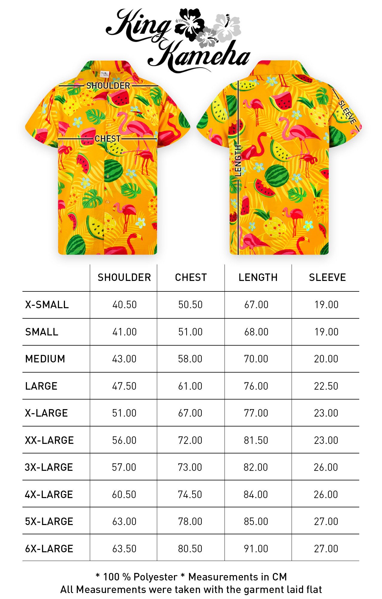 King Kameha Hawaiihemd Flamingo Melone Funky Hawaii-Hemd Kurzarm Front-Tasche Stylish Unisex