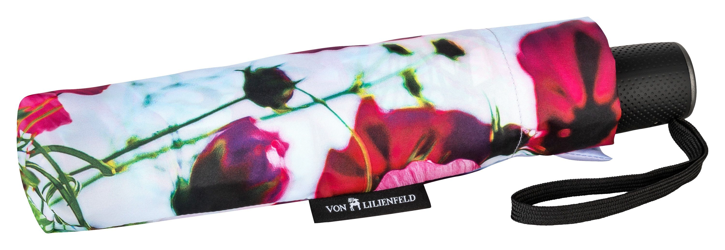 Blumenwiese Lilienfeld Auf-Zu-Automatik, Taschenregenschirm Leicht von Motivschirm Blumendruck Stabil