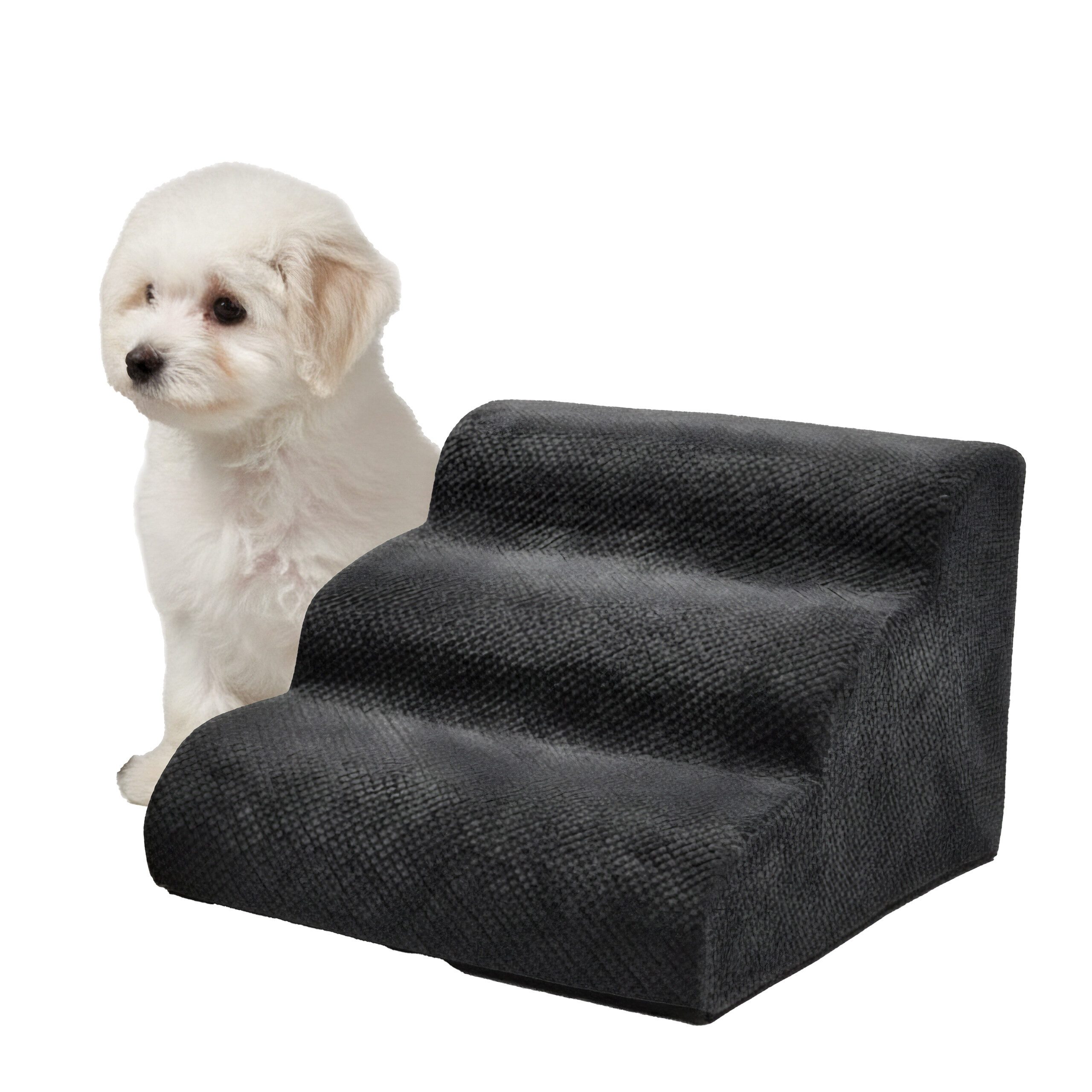 relaxdays Haustiertreppe Hundetreppe mit 3 Stufen, schwarz