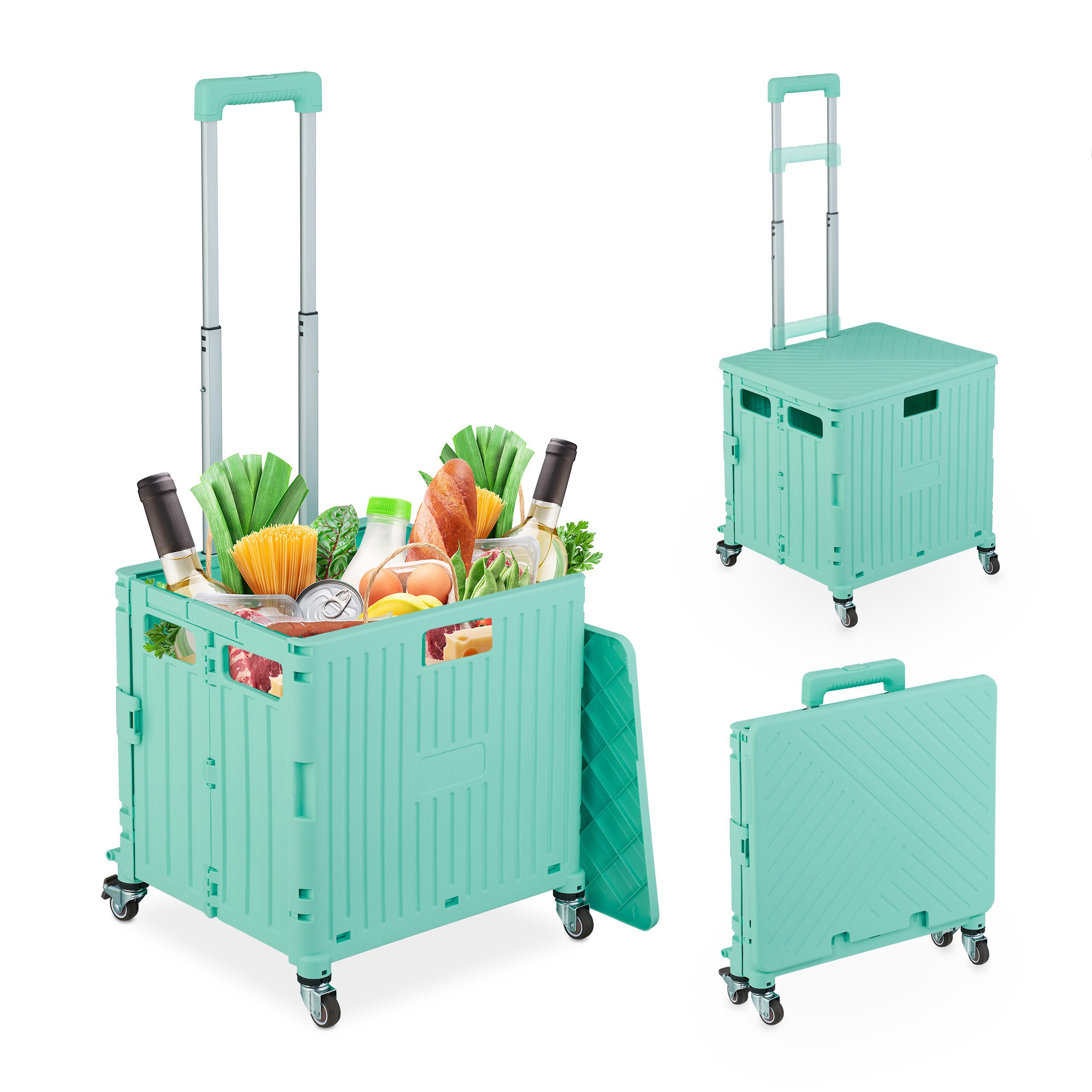 relaxdays Einkaufstrolley Faltbarer Einkaufstrolley mit Lenkrollen, günstig online kaufen