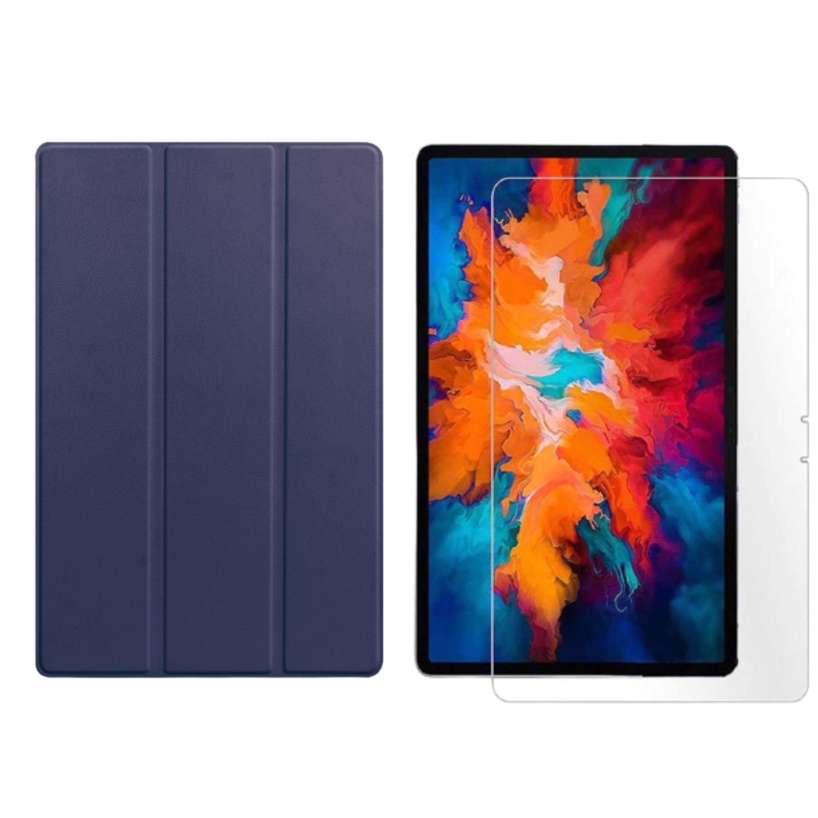 Lobwerk Tablet-Hülle 2in1 Set (Hülle + Glas) für Lenovo Tab P11 2021 TB-J606F TB-J606X 11, Wake & Sleep Funktion, Sturzdämpfung, Aufstellfunktion