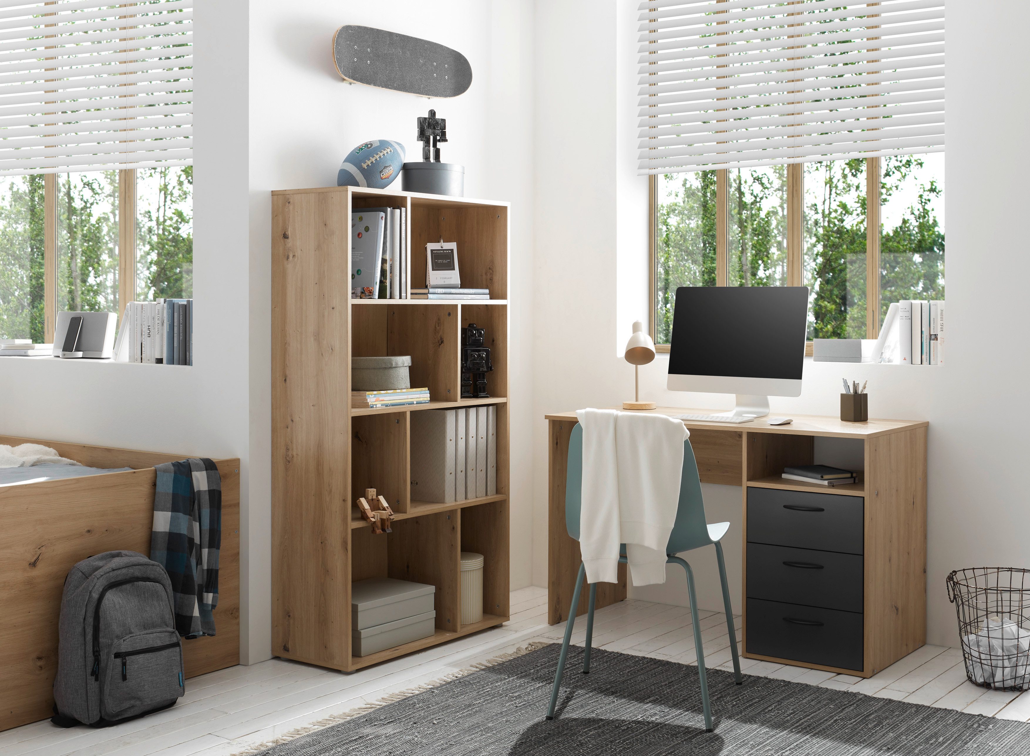 möbel-direkt.de Jugendzimmer-Set Liam in Artisan Eiche und Graphit, (Komple günstig online kaufen