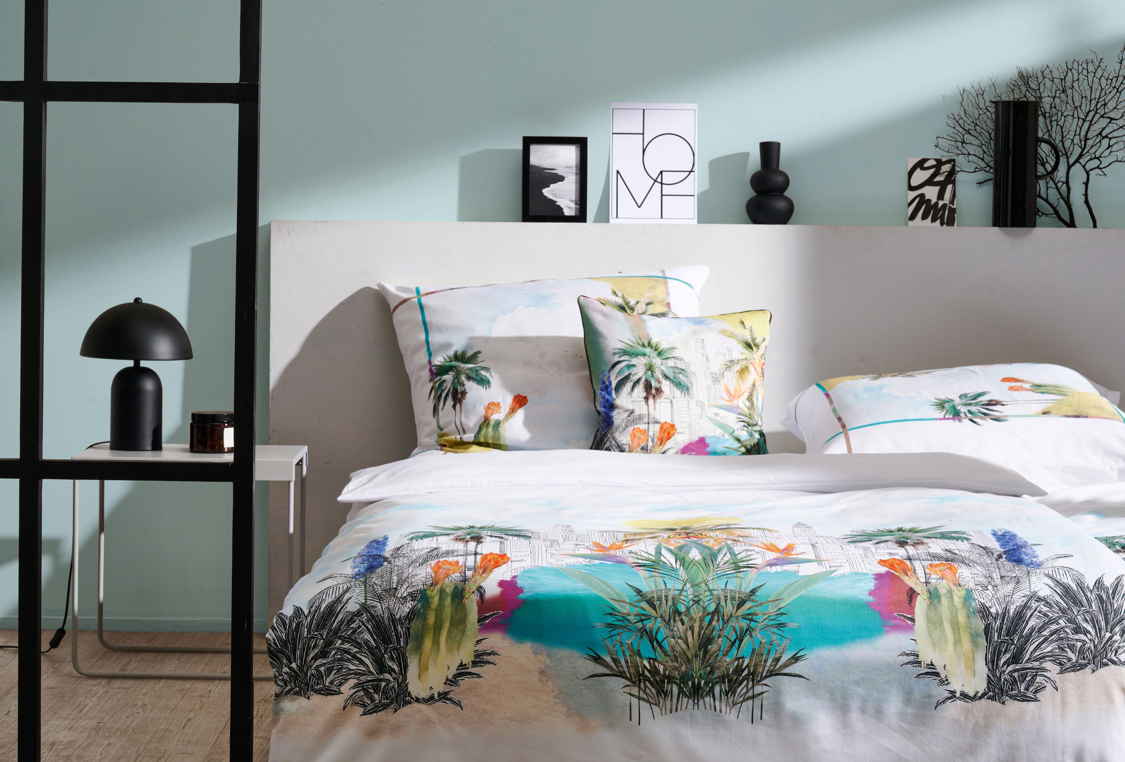 APELT Bettwäsche Miami Gots, Satin (Bio-Baumwolle), Stadt unter Palmen
