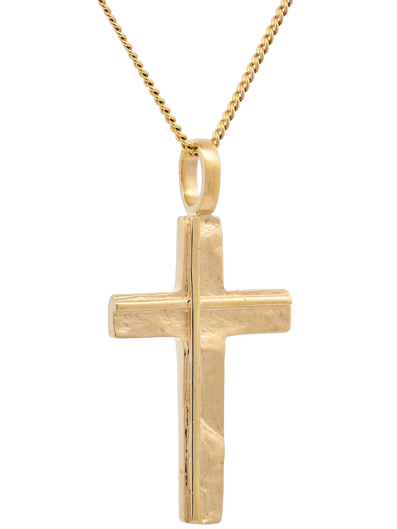 Kreuzanhänger Anhänger Kreuz 333-8 Karat Gold mit vergoldeter Silberkette 36 cm