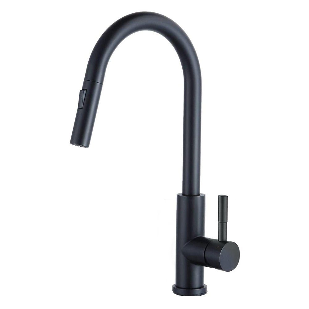 Ausziehbare Drehbar) Durchfluss 2X Edelstahlschläuche,360° Wasserhahn mm,Höhe 400mm, L/min,mit Matt 11 XIIW Ausziehbar Ø32-38 Spültischarmatur Schwarz,mit Armatur, 3/8" max. Brause Dual-Spülbrause Küchen Mit (Wassersparen,Hahnlochdurchmesser