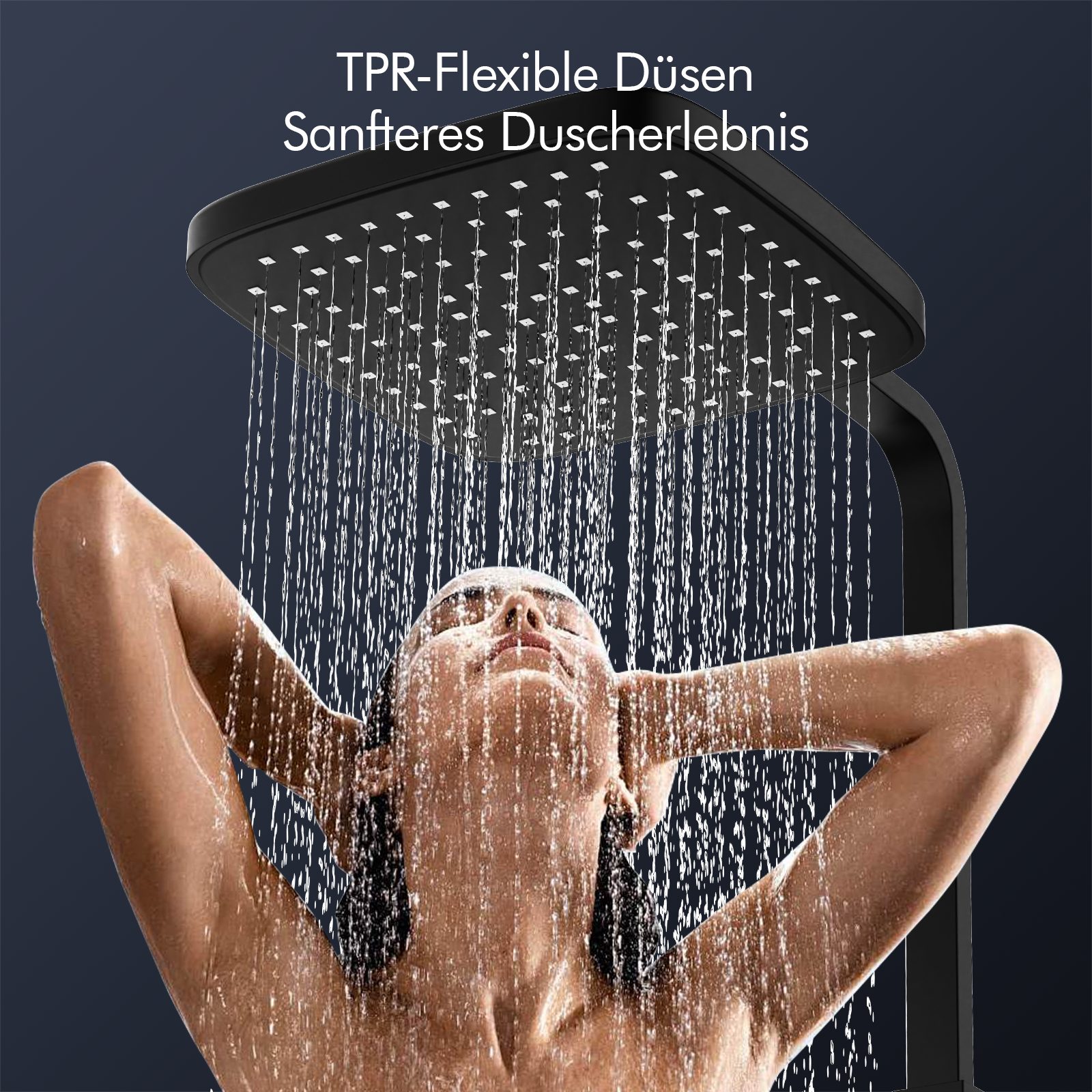 HOMELODY Duschsystem mit Thermostat & Duschablage- Duscharmatur Komplettset, 2 Strahlart(en), Hand- & Kopfbrause, höhenverstellbar, 38 °C Sicherheitssperre