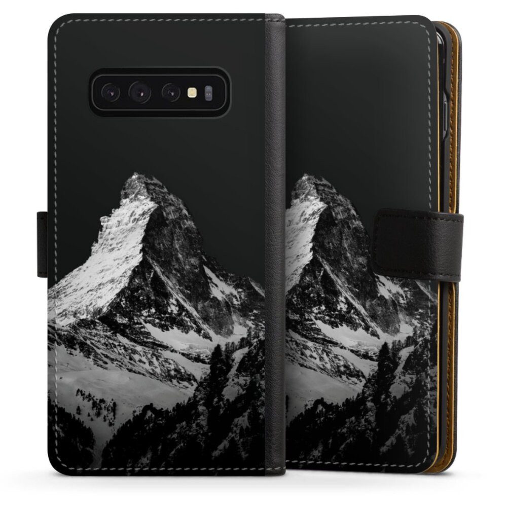 DeinDesign Handyhülle Berg Schnee Alpspitze Snow Capped Mountains Grayscale, Samsung Galaxy S10 Hülle Handy Flip Case Wallet Cover