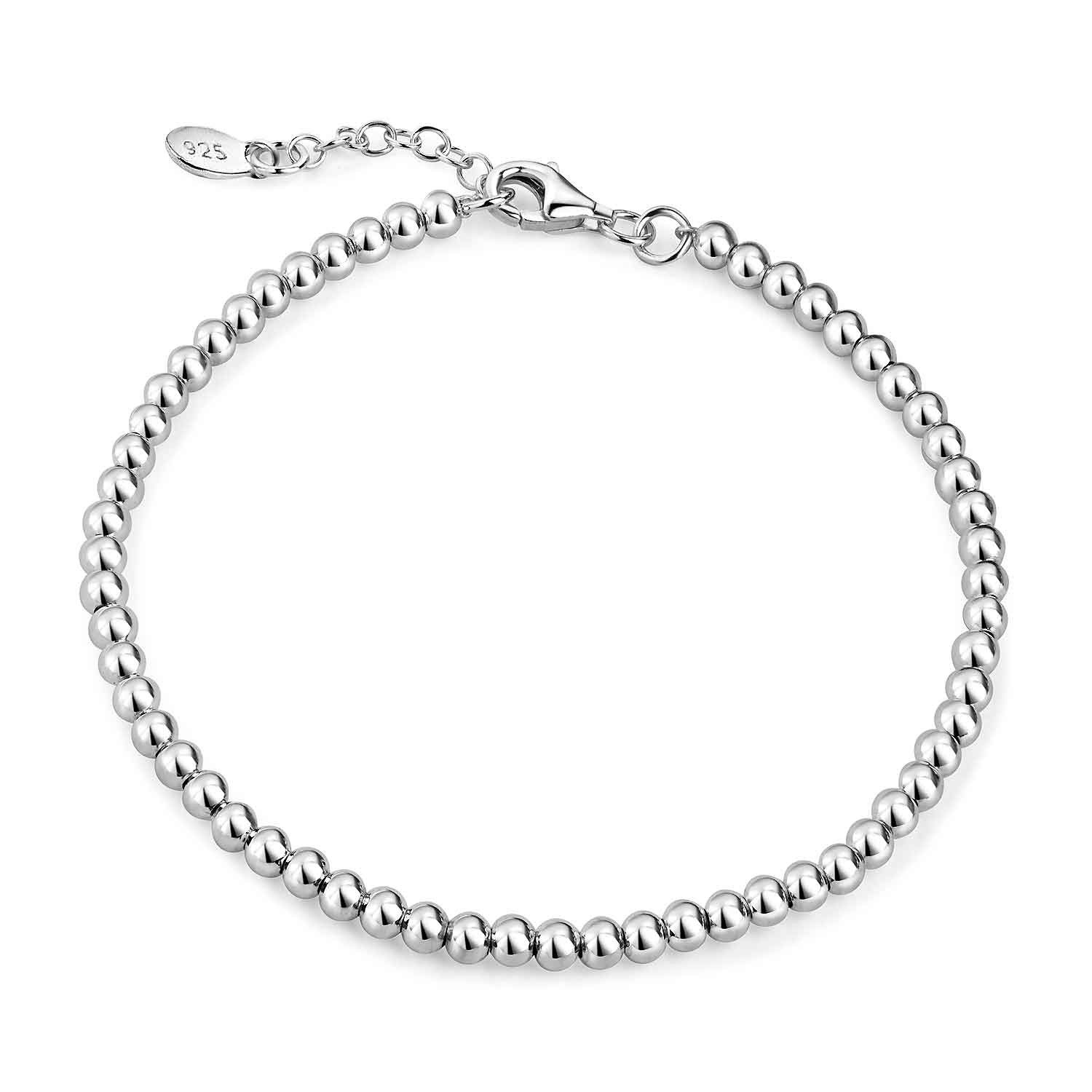 Materia Armkette Kugelkette Ø3mm Silber Hochglanz in 2 Größen SA-21, 925 Sterling Silber