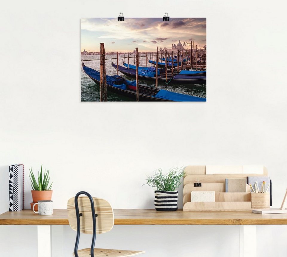 Wandaufkleber als oder in & Alubild, Poster (1 Leinwandbild, Größen Artland von versch. Bilder Wandbild Booten St), Schiffen Gondeln, Venedig