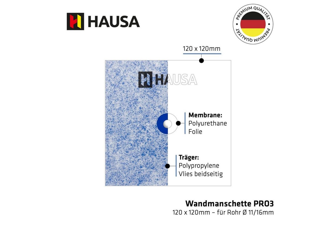 Thumbnail - Hausa Dichtmanschette Wandmanschette 120mm x 120mm, (wasserfeste Abdichtung unter Fliesen elastische Manschette, 10-tlg....