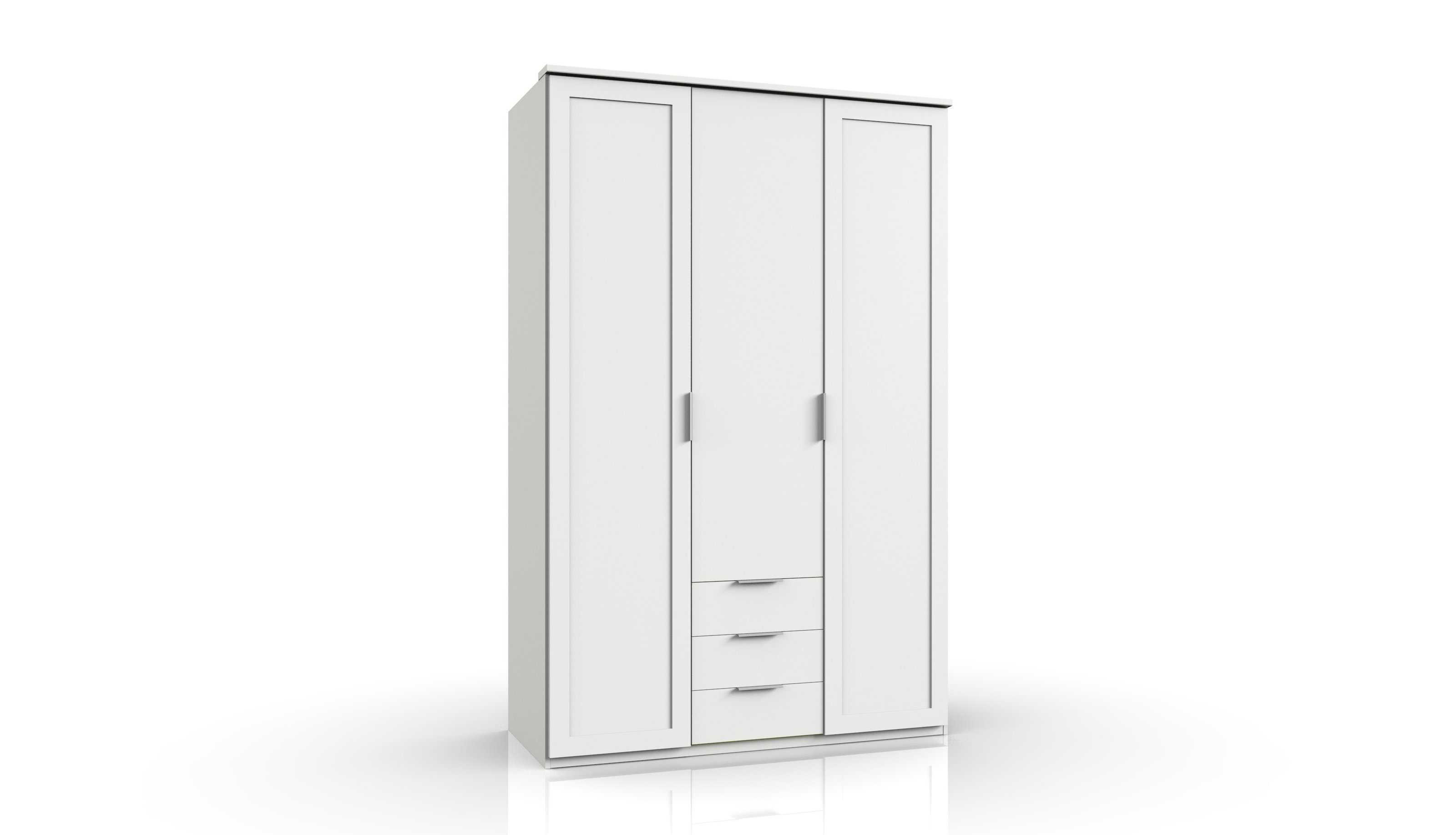 freiraum Drehtürenschrank Nadja (BxH: 135x208 cm) in WEISS mit 3 Schubladen und 2 Einlegeböden