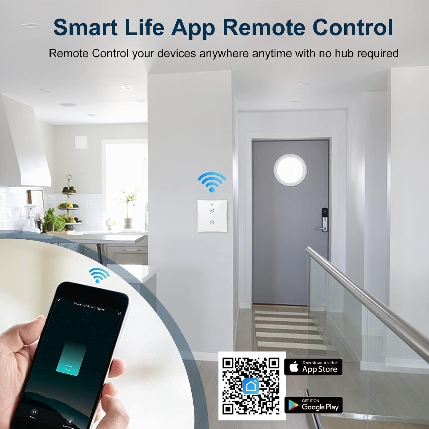 Lichtschalter, Assistant Wireless kompatibel Google LED Home Glas Smarter Lichtschalter Smart funk 4x 2-Weg Wandschalter WLAN Timer KESSMANN Wifi Schalter Touch Alexa mit