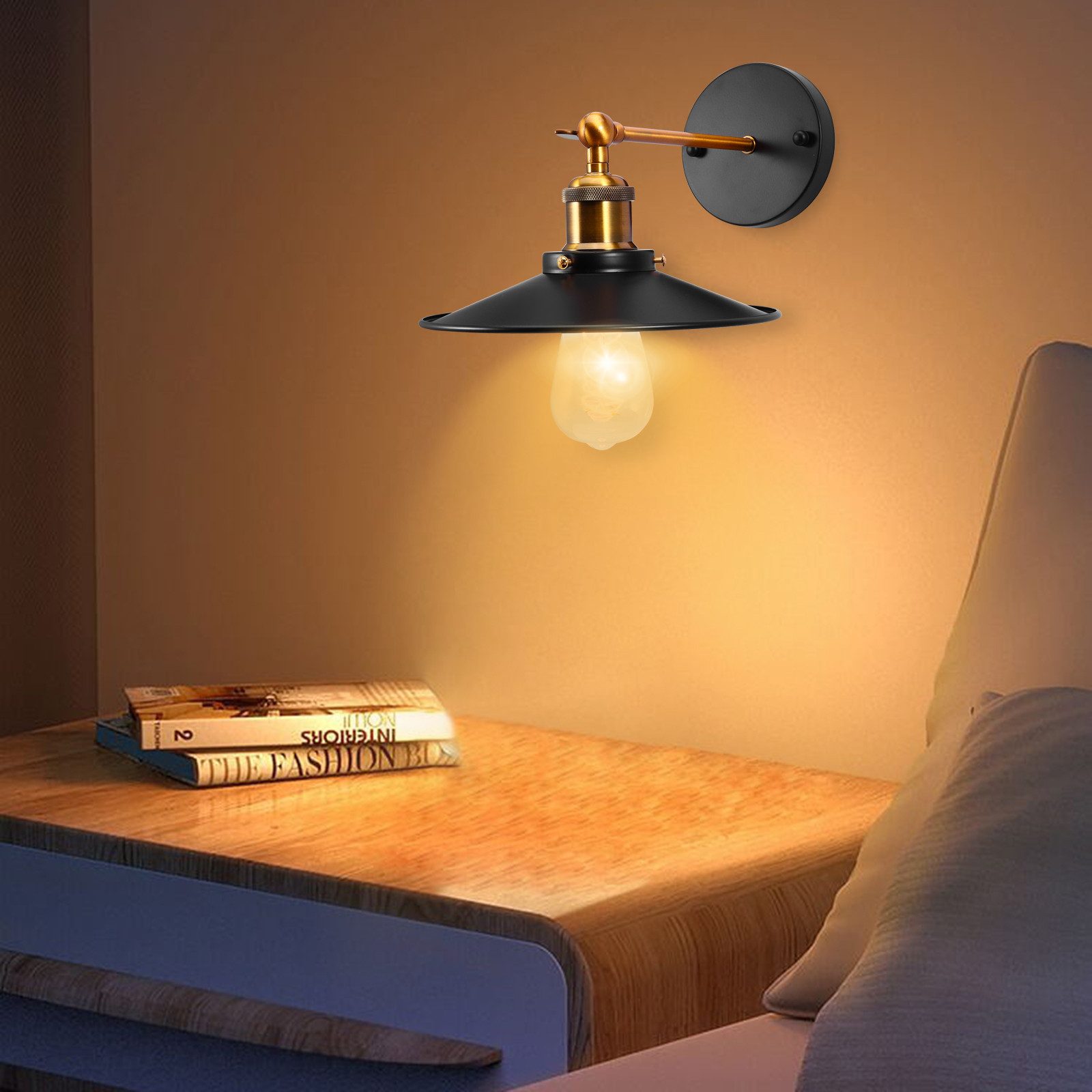 BlingBin Wandleuchte Innen Vintage Wandlampe, Schwarz günstig online kaufen