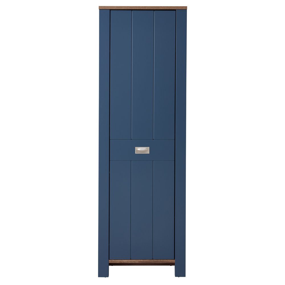 Lomadox DEVON-36 cm 65 Garderobenschrank blau Landhausstil schmal mit Eiche Schuhschrank breit matt