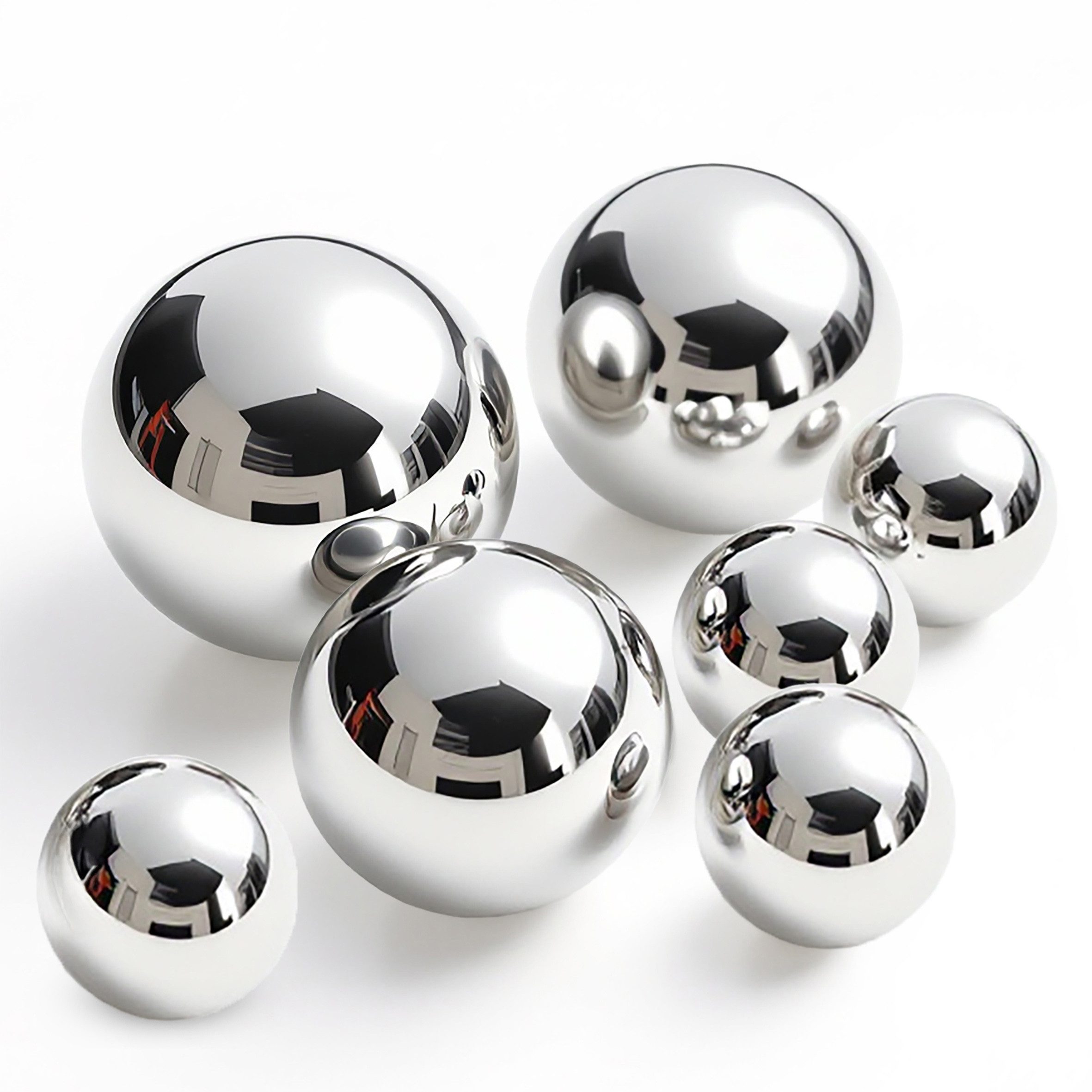 Spetebo Dekokugel Edelstahl silber glänzend für Zierbrunnen 8 / 6 / 4 cm (Set, 7 St., 1), im Wasser reflektieren die schwimmenden Kugeln