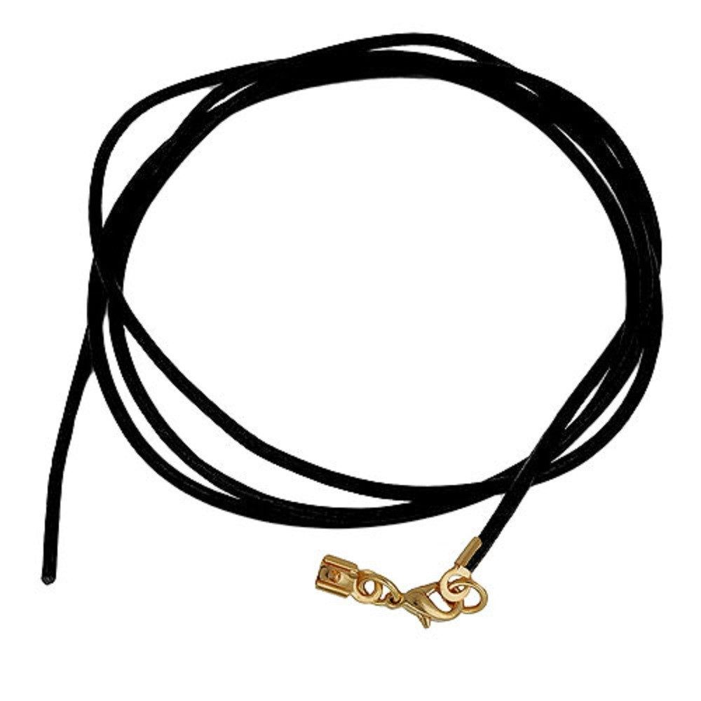 unbespielt Lederband Lederband Schwarz Karabinerverschluss Goldfarben 1m Lang Kürzbar, Modeschmuck für Damen und Herren