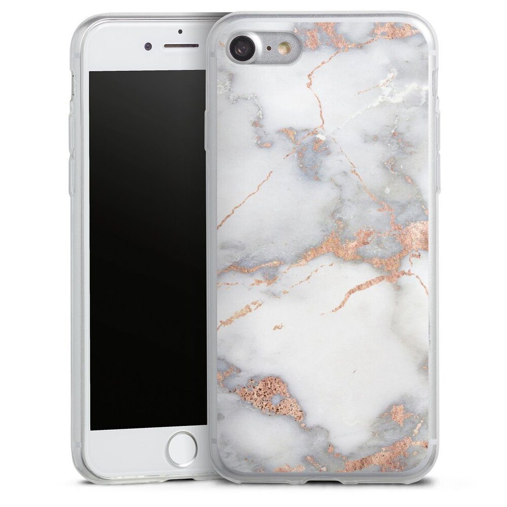 DeinDesign Handyhülle Gold Marmor Glitzer Look White and Golden Marble Look, Apple iPhone 7 Slim Case Silikon Hülle Ultra Dünn Schutzhülle