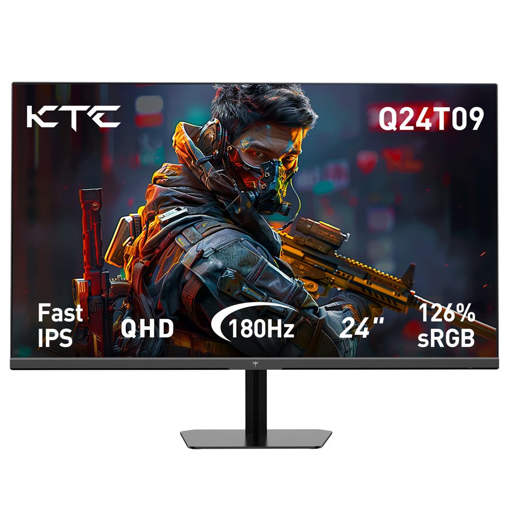KTC Q24T09 2K QHD 2560 x 1440p Fast IPS VESA Gaming-Monitor (2560×1440 px, QHD, 1 ms Reaktionszeit, 180 Hz, Fast IPS, FreeSync & G-Sync, 126% sRGB, HDR-Unterstützung)