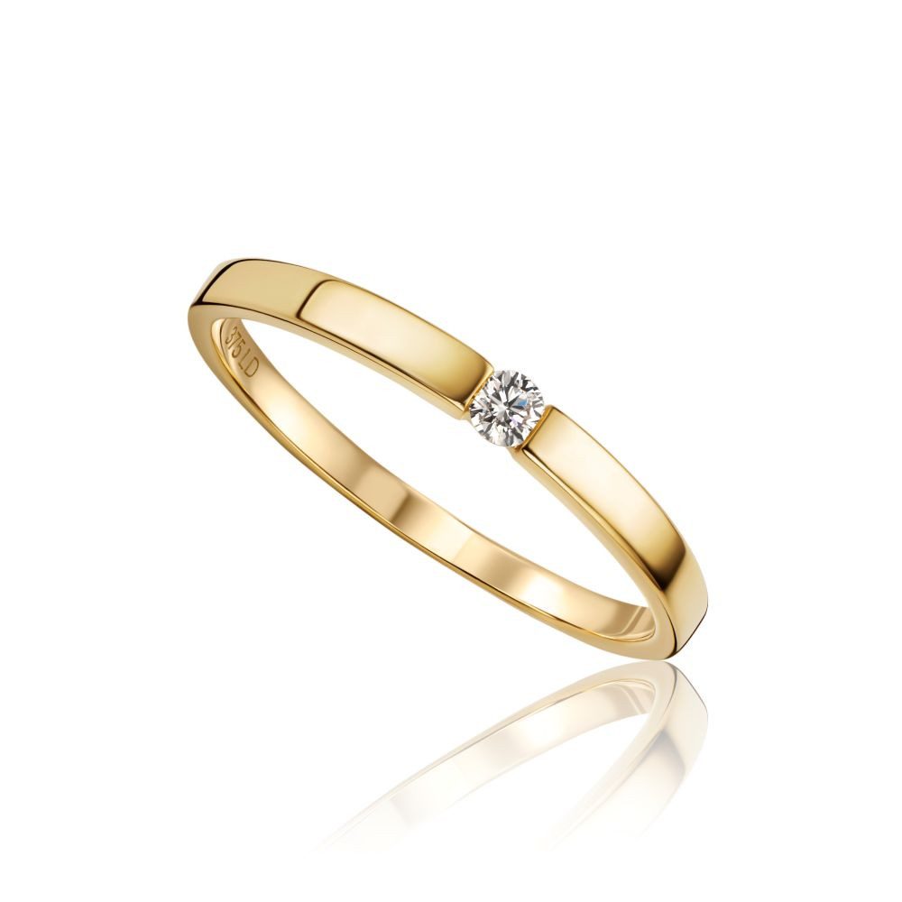 Miore Verlobungsring für Damen 9K (375) Gelbgold mit Solitär Diamant 0,05 oder 0,10 ct, in Spannfassung - Echtgold