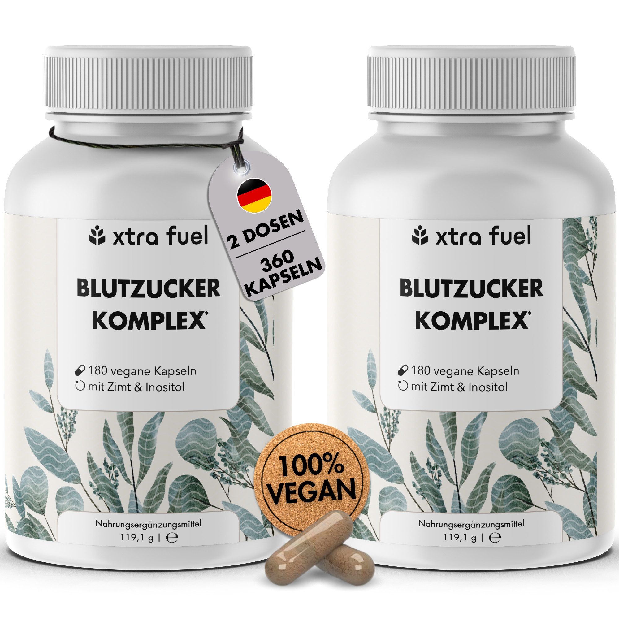 XTRA FUEL Blutzucker Komplex* mit Ceylon-Zimt, Inositol & Olivenblatt Kapsel, 238.2 g