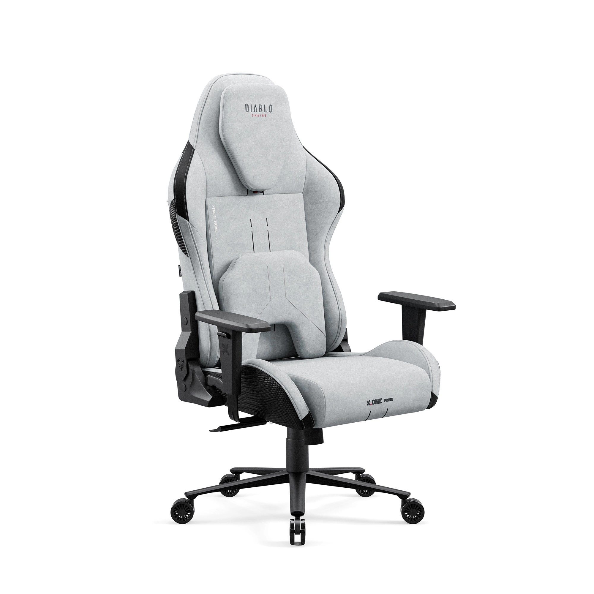 DIABLO CHAIRS Gaming-Stuhl X.One Prime Stoff ergonomisch Metallbasis 140kg CoolComfort (Magnetische Kopfstütze, Höhenverstellbare Armlehnen, Kühlender Sitz), Kopfstütze Lendenkissen CoolComfort Räder Stoff
