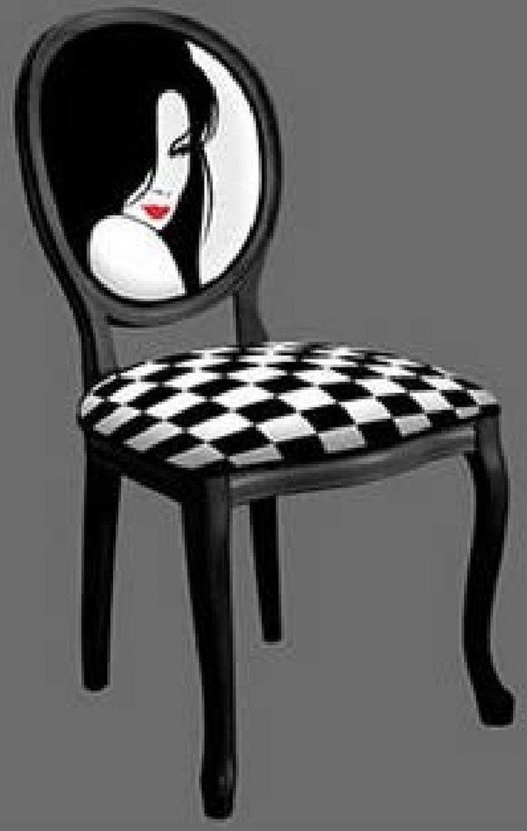 Esszimmer Set / Casa Küchen Rot - Barock Esszimmerstuhl Barock Padrino / im Weiß Barockstil Möbel Stühle Schwarz - Handgefertigte 6 Esszimmerstuhl
