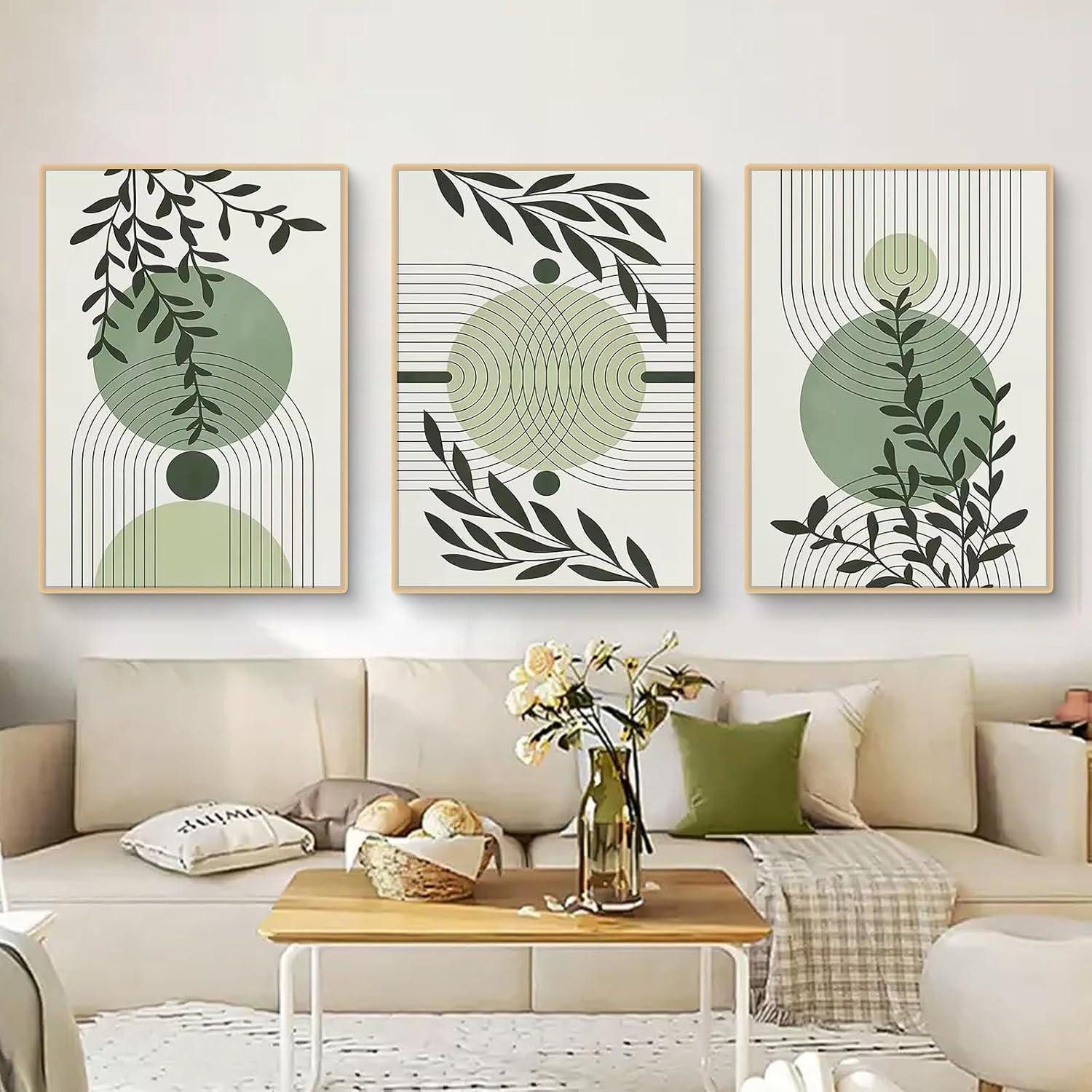 LuxusKollektion Mehrteilige Bilder Poster 3er Boho Pflanzen Wandbilder Wohnzimmer Deko C 40x50cm