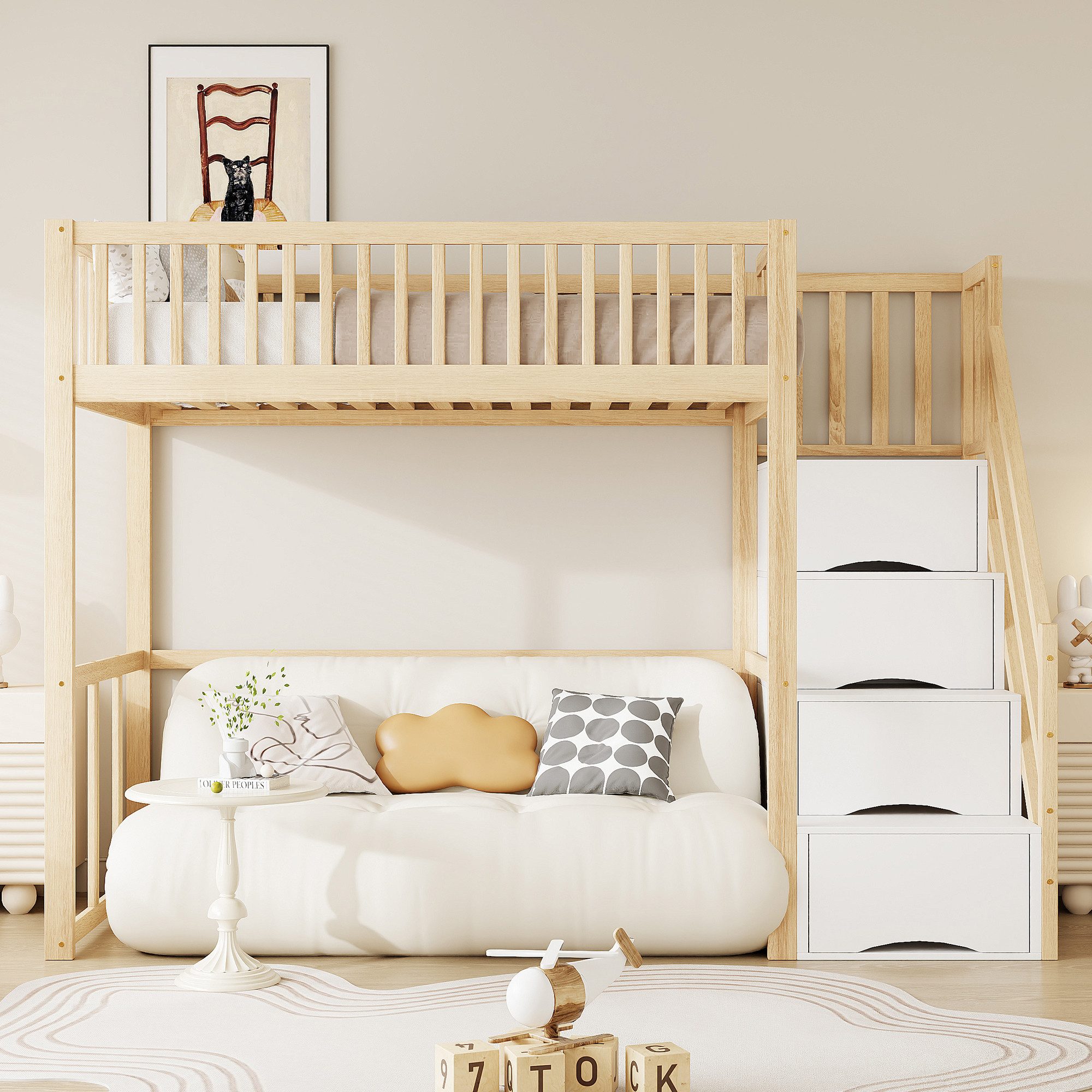 Odikalo Hochbett Jugendbett Kinderbett Massivholzbett Lagerleiter günstig online kaufen