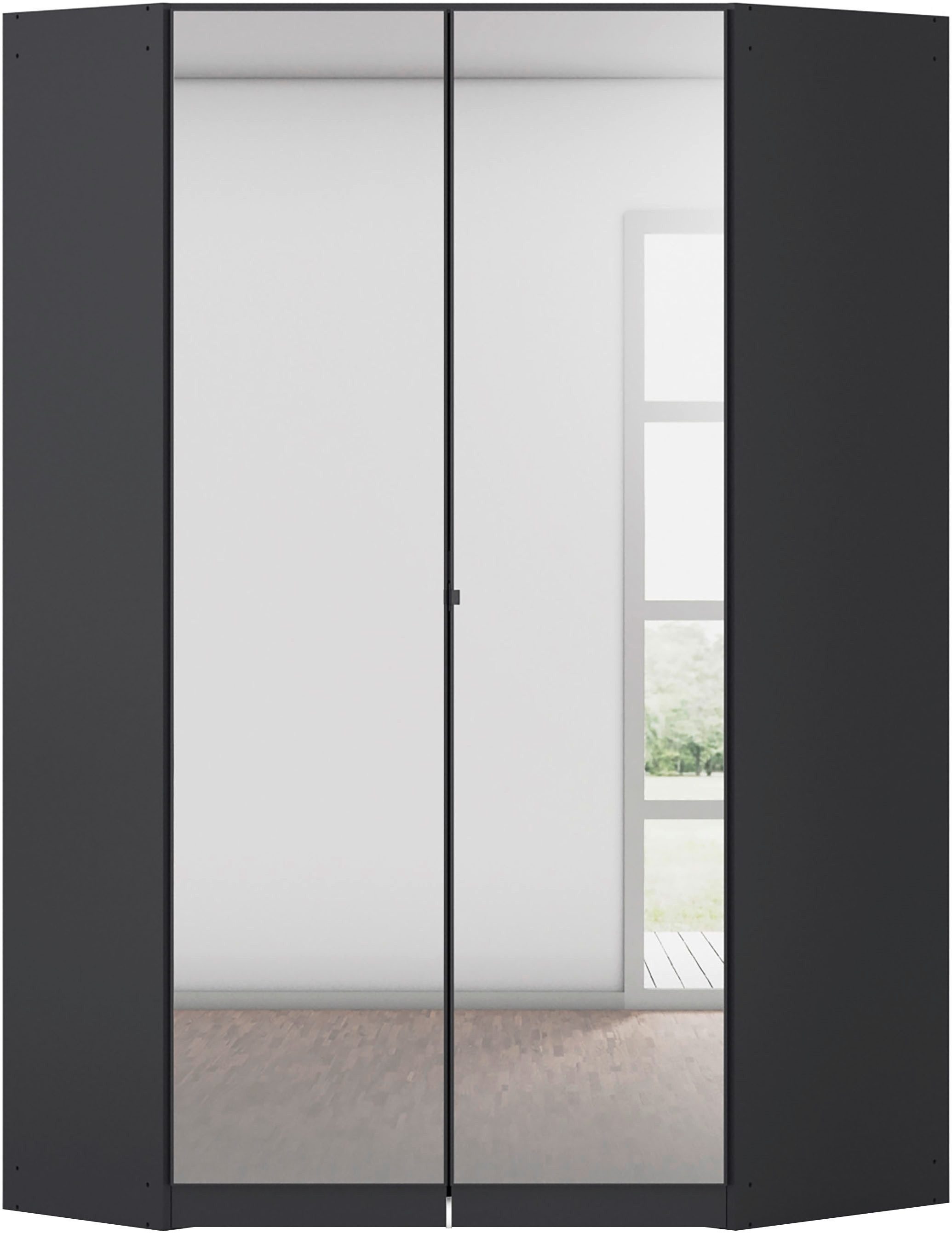 rauch Eckkleiderschrank Kleiderschrank Schrank Garderobe Wäscheschrank COSTA Größe 117x104 cm (in 3 Ausstattungen BASIC/CLASSIC/PREMIUM) mit Spiegel, voll ausgestattet mit viel Stauraum MADE IN GERMANY