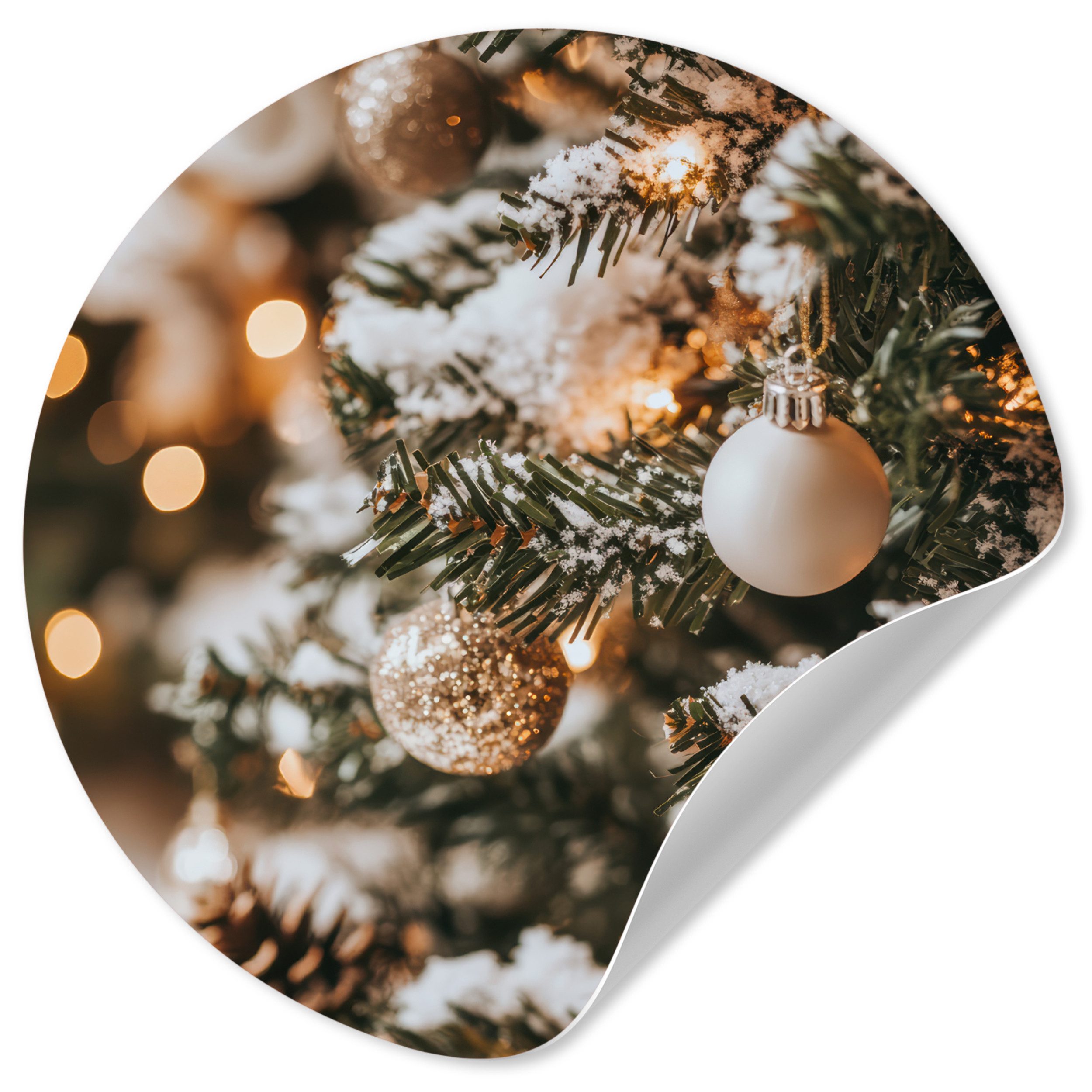 MuchoWow Wandsticker Weihnachten - Weihnachtsbaum - Winter - Innen - Schnee (1 St), Wandtattoo Selbstklebend, Wohnzimmer Deko Aufkleber, 30x30 cm