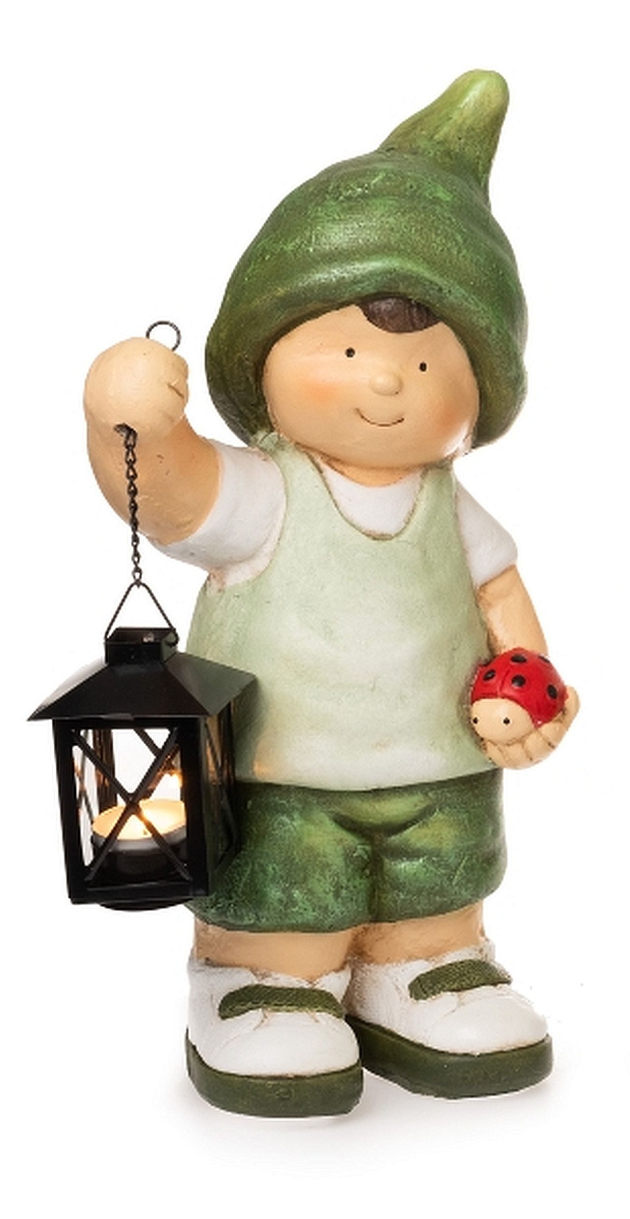 Dragimex Dekofigur Gartenkinder aus Magnesia 40 cm – Junge oder Mädchen – Frühlingsdeko, frostsicher