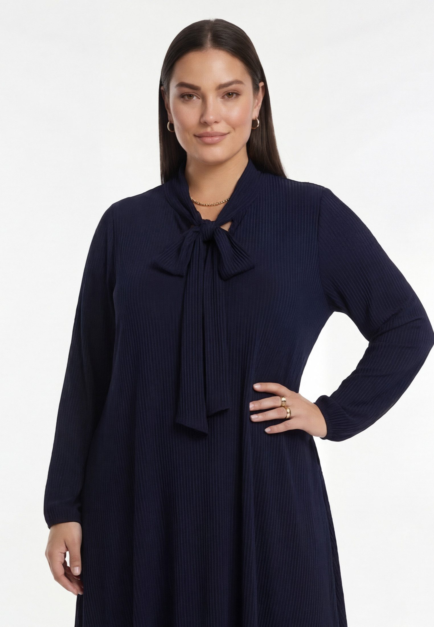YOEK Midikleid Damen Kleid mit falten mit falten