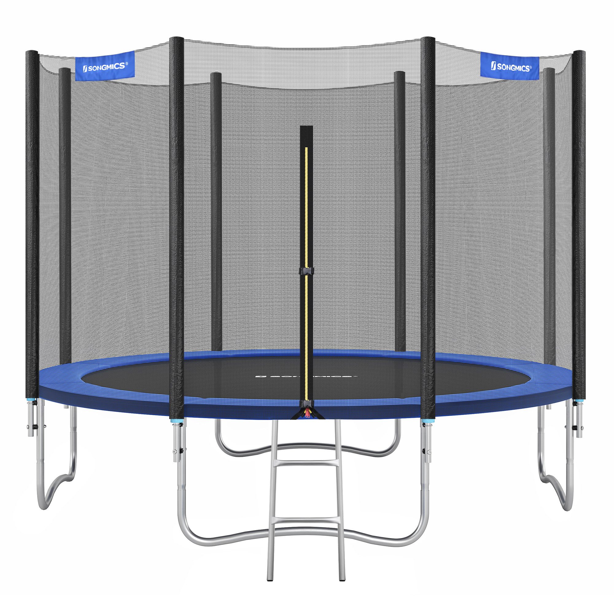 SONGMICS Gartentrampolin mit Randabdeckung, Sicherheitsnetz, Leiter und gepolsterten Stangen, Ø244/Ø305/ Ø366 cm, mit Leiter und gepolsterten Stangen