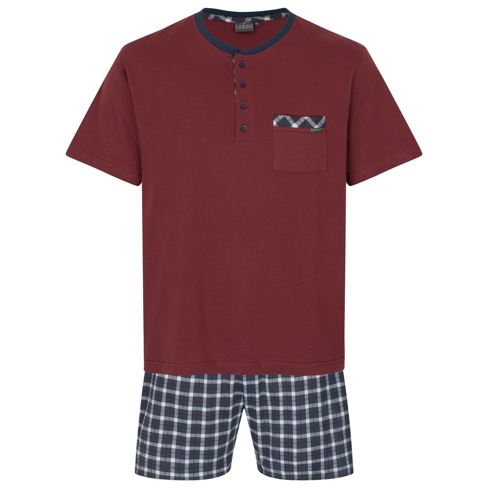 LAROG Schlafanzug Shorty tawny port / checks (2 tlg) Shorty mit Knopfleiste günstig online kaufen