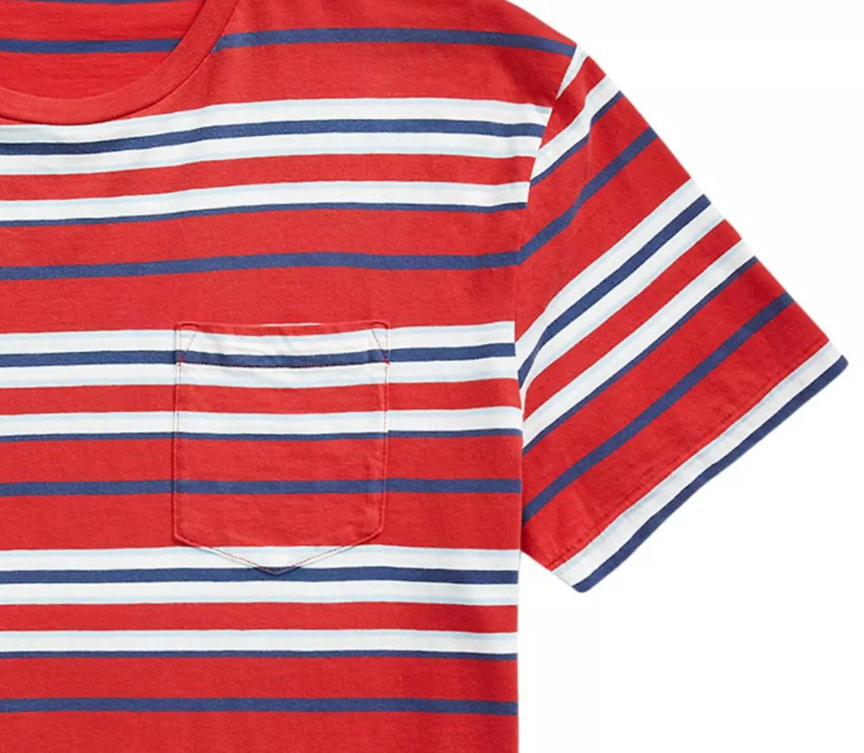 Polo Ralph Lauren T-Shirt Gauze Striped Custom Slim Fit klassisches Streifenmuster in Rot, Blau und Weiß