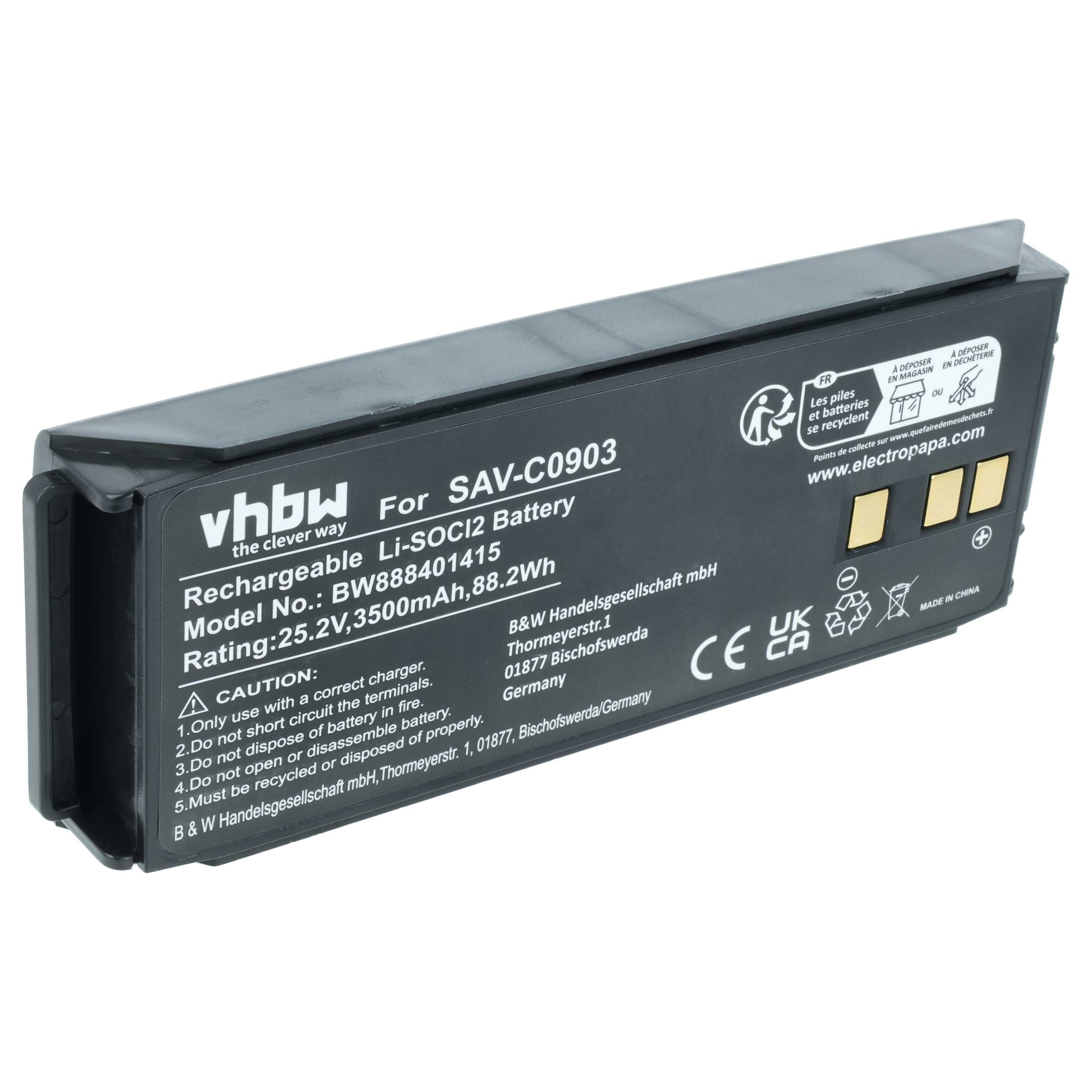 vhbw Batterie Ersatz für Saver One SAV-C0903 für Medizin (3500 mAh, 25,2 V, Akku Batterie Li-SOCl2 3500 mAh (25,2 V, 1 St), Leistungsfähige Ersatz-Batterie für Ihr medizinisches Gerät, Nicht