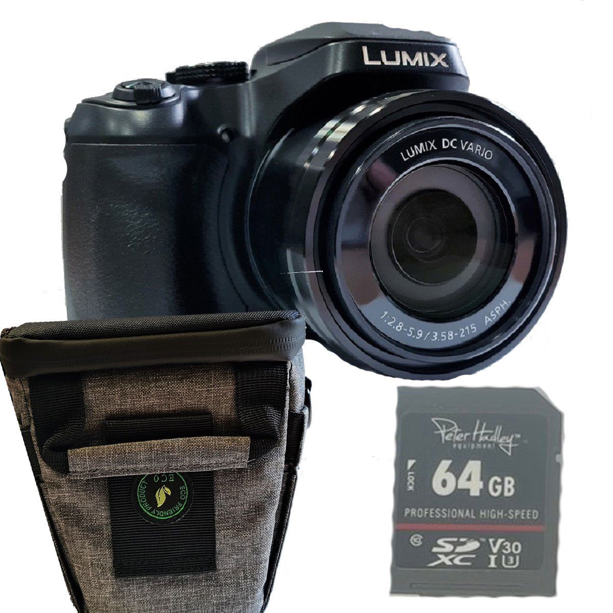 Panasonic 64 Lumix DC-FZ83 Panasonic + GB Tasche + schwarz Kompaktkamera