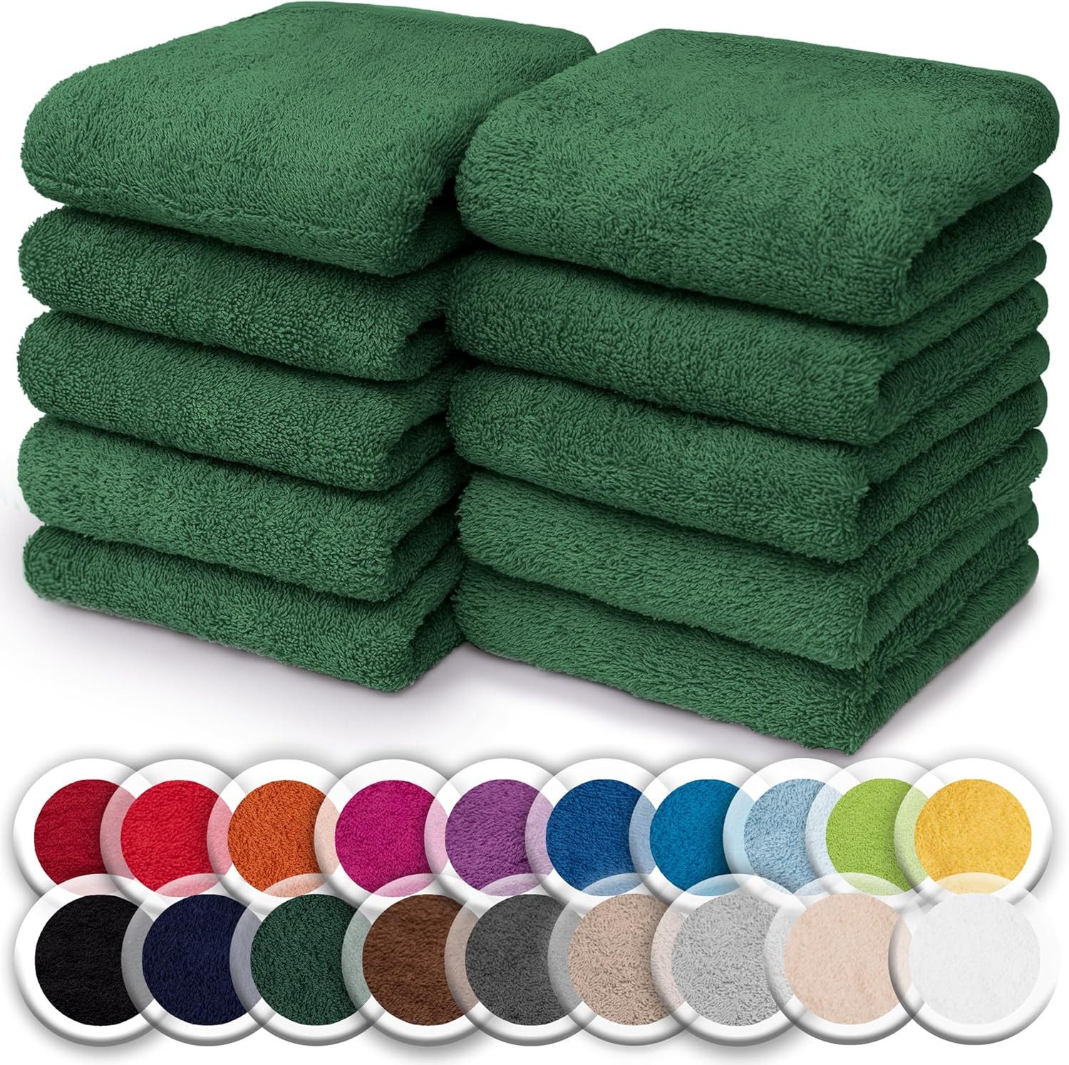 NatureMark Seiftuch 10er-Set Seiftücher 30x30cm 100% Baumwolle, (10-St), Frottier Waschlappen Seiflappen 30 x 30 cm, Dunkel grün