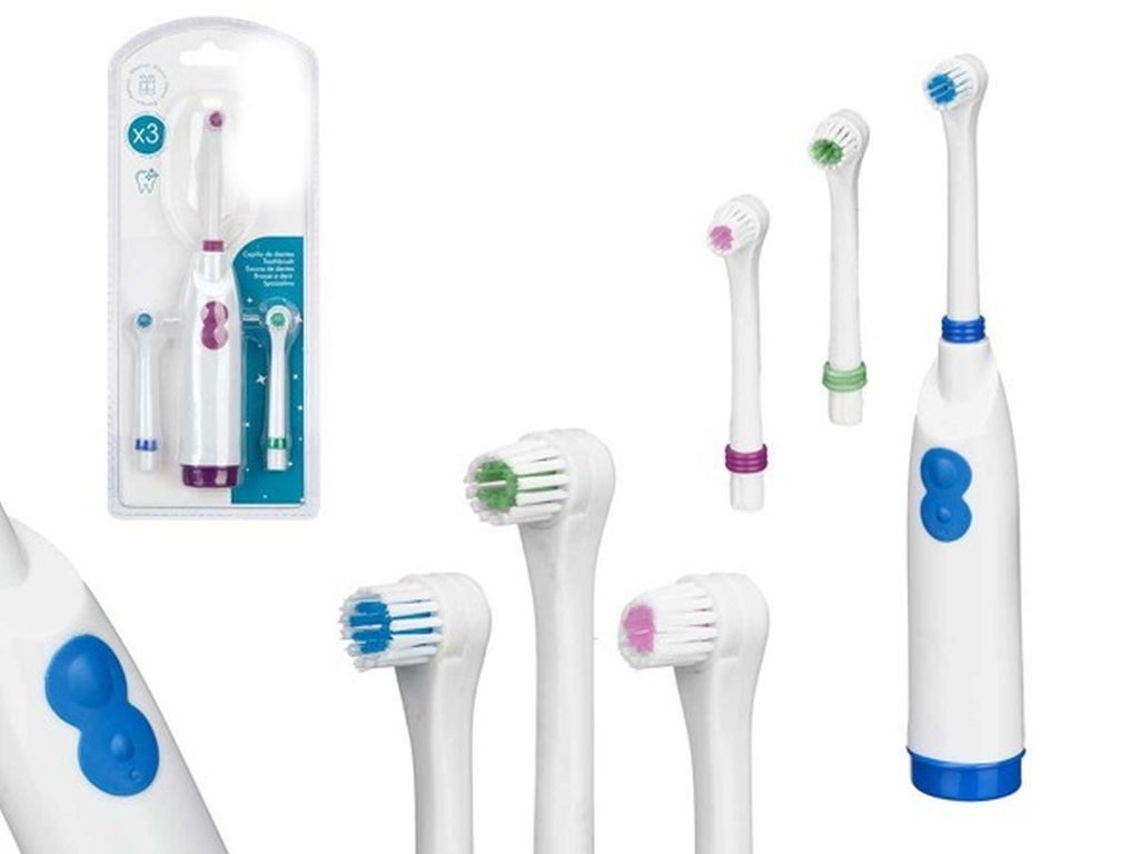 emeco Elektrische Zahnbürste Elektrische Zahnbürste Batterie-Schallzahnbürste mit 3 Aufsteckbürsten