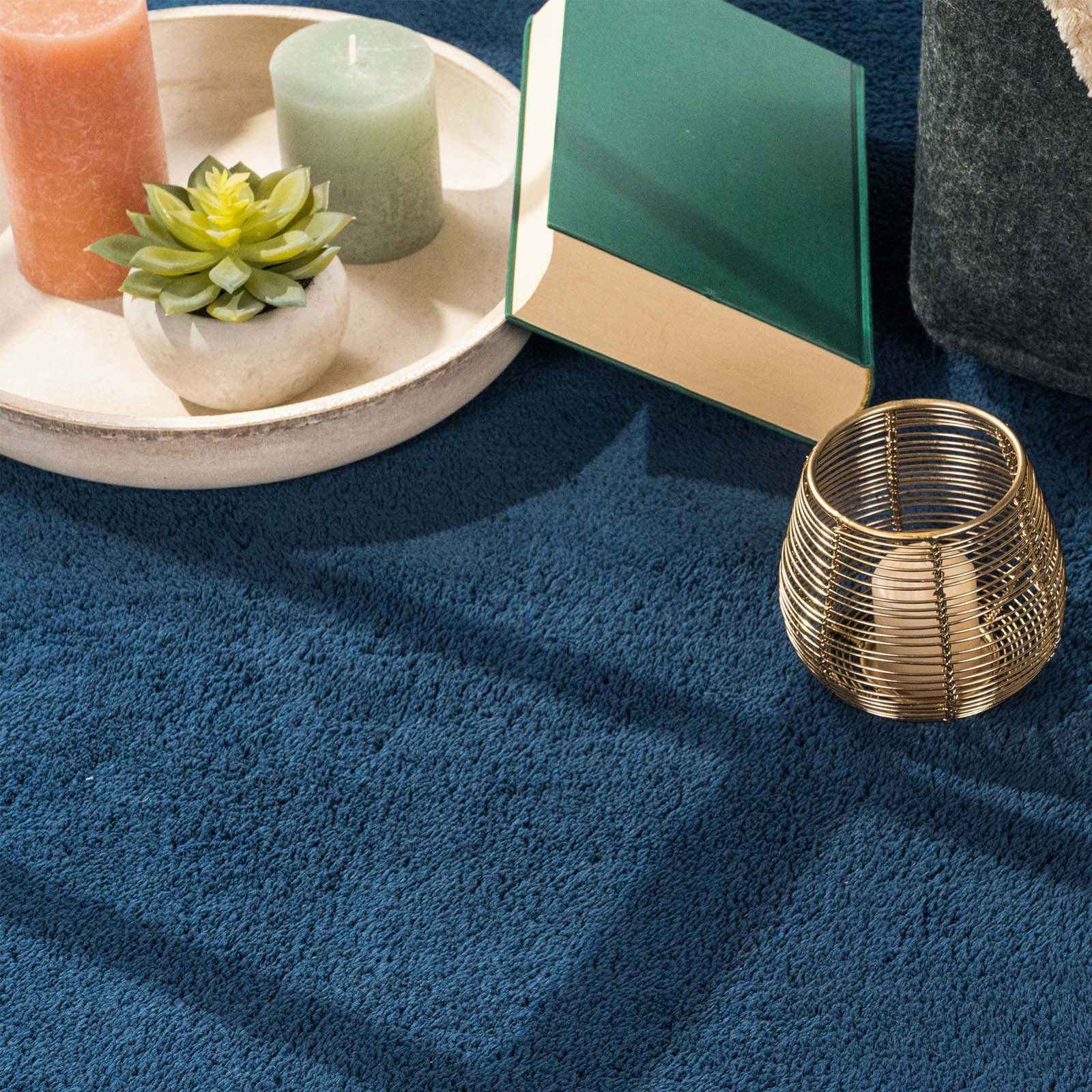 TaraCarpet Teppich Supersoft Kurzflorteppich Fiona Uni, rechteckig, Höhe: 14 mm, Wohnzimmer, Schlafzimmer, Esszimmer, Fiona blau 50x80