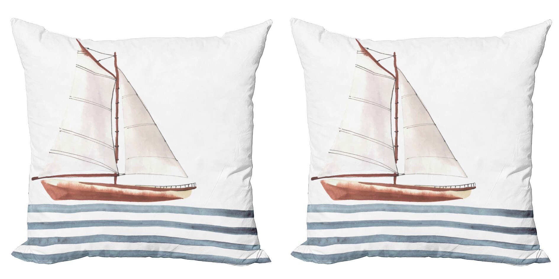 Abakuhaus Kissenbezüge Modern Accent Doppelseitiger Digitaldruck, (2 Stück), Nautisch Thema Segeln Boot Wellen