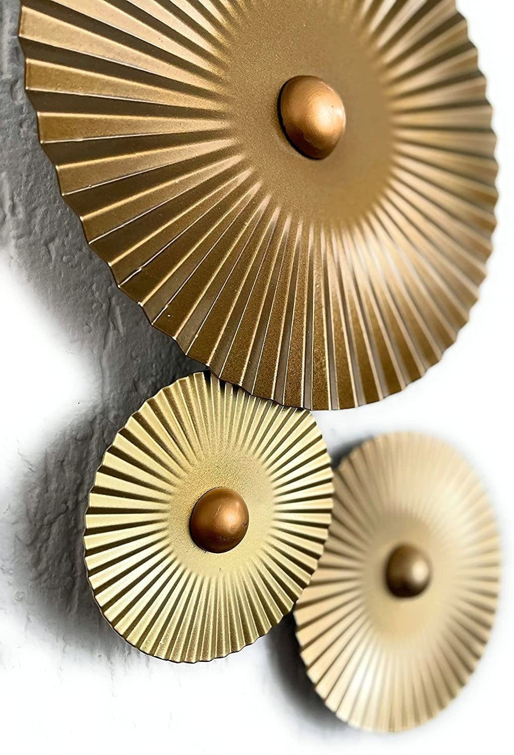 MF Dekoobjekt Mex Wandbild Metall Wanddeko Kreise Wandschmuck Braun Gold 27 x 64 cm – Bild 4 von 4